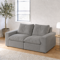 2 Seat SkyLux Cloud Couch in Light Grey, smooth linen-blend fabric, front view