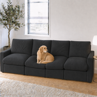 4 Seat SkyLux Cloud Couch in Black with golden retriever curled on cushion