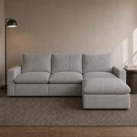 3 Seat SkyLux Drift Cloud Couch in Light Grey — three seats with ottoman chaise