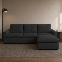 3 Seat SkyLux Drift Cloud Couch in Black — three seats with ottoman chaise