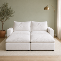 2 Seat SkyLux Nest Cloud Couch in White — two seats each with its own ottoman forming a continuous platform