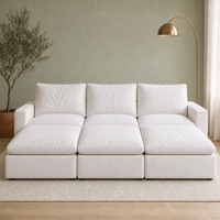 3 Seat SkyLux Nest Cloud Couch in White — three seats each with its own ottoman forming a continuous platform