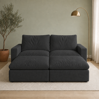 2 Seat SkyLux Nest Cloud Couch in Black — two seats each with its own ottoman forming a continuous platform