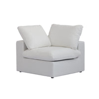 SkyLux Corner / Edge Module in White — two back cushions meeting at the corner with a low arm, shown on a white background