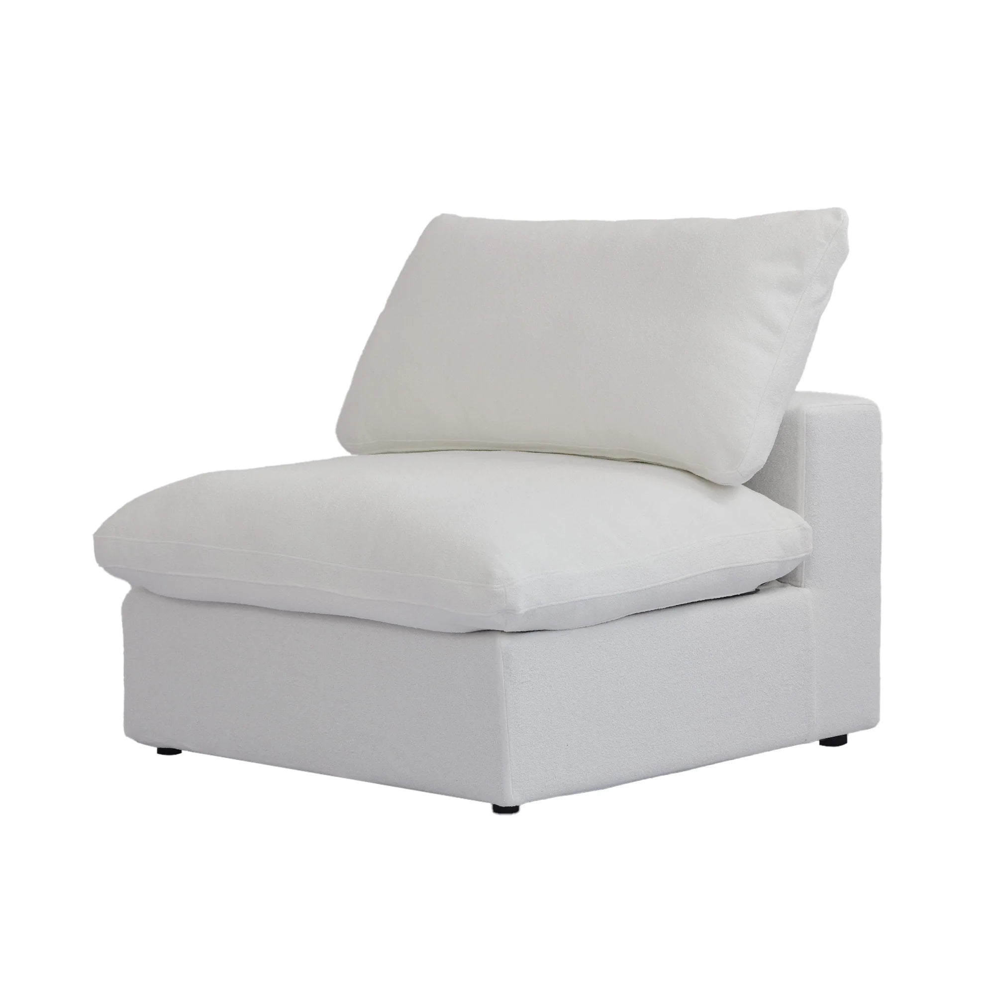 SkyLux Middle Module in White — armless modular seat with a single deep back cushion, shown on a white background